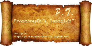 Proszonyák Tasziló névjegykártya